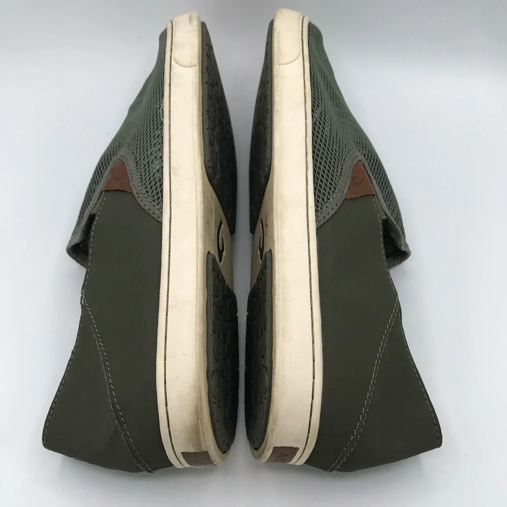 OluKai Pehuea Casual Slip On Comfort Shoes Green Foliage Print Women's 11 Mesh